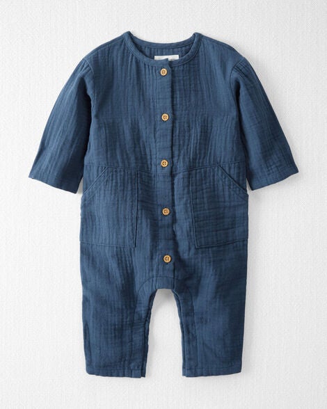 Carter's Little Planet Baby Organic Cotton Gauze Button-Front Jumpsuit